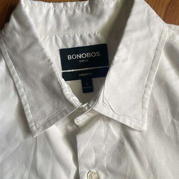 Bonobos White Standard Fit Short Sleeve Button Down Shirt Size Large - Picture 6 of 6